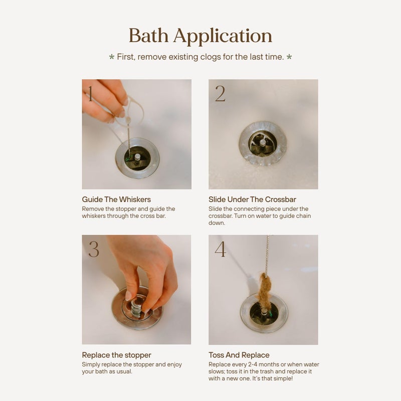 DrainWig Bathtub Drain Hair Catcher â€“ Disposable (2-Pack) â€“ Installs Under Stopper- No-Touch Hair Removal for Bathtub Drains â€“ As Seen on Shark Tank - Image 4